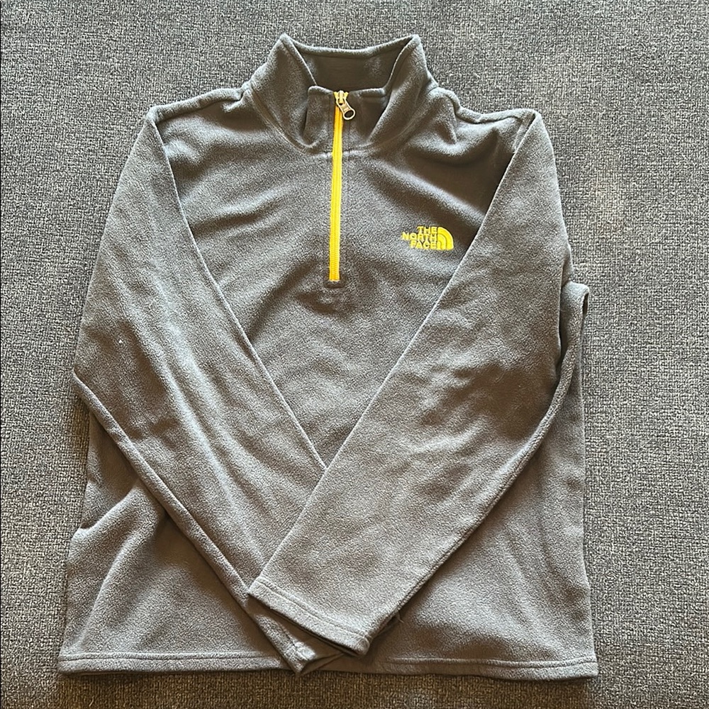 The North Face Gray Zip Up Fleece Sweater with Standing Collar
